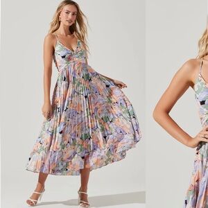 ASTR Floral Pleated Midi Dress